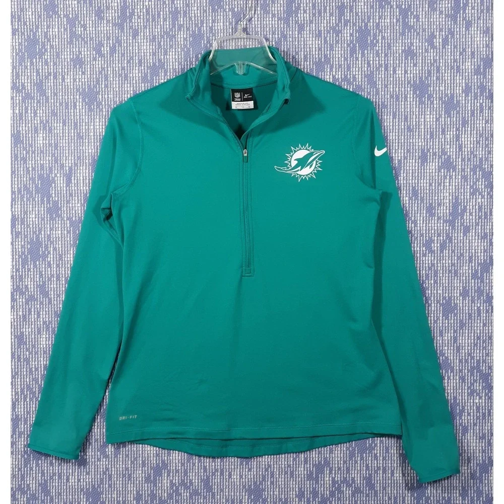 Nike Miami Dolphins Pullover 1/2 Zip Football NFL Womens XL Dri-Fit